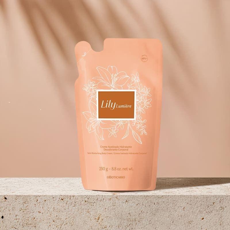 Refil Creme Acetinado Hidratante Desodorante Corporal Lily Lumière 250g Lily