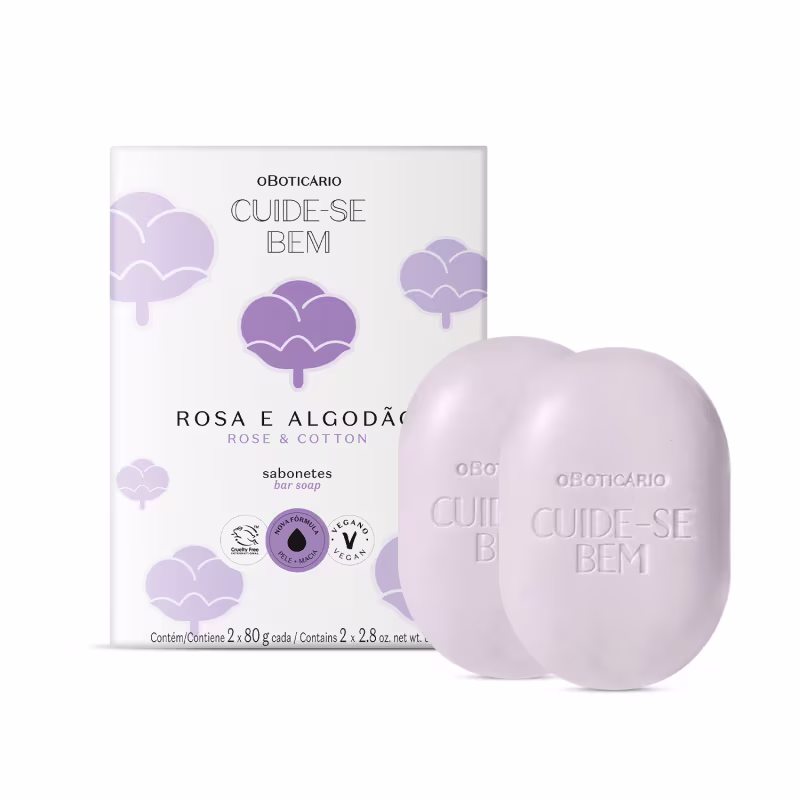 Sabonetes Cuide-se Bem Rosa e Algodão 2x80g Cada 2