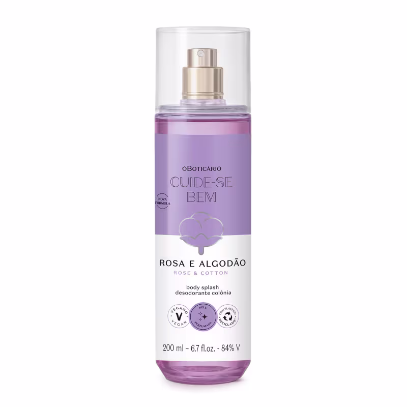 Body Splash Desodorante Colônia Cuide-se Bem Rosa e Algodão 200ml 
