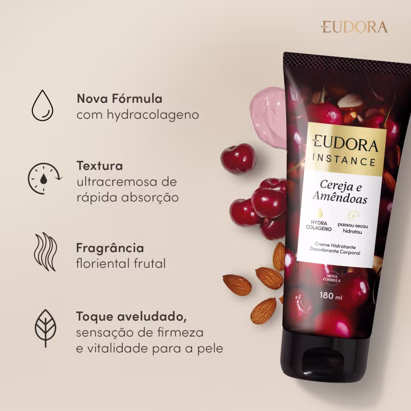 Creme Hidratante Desodorante Corporal Instance Cereja e Amêndoas 180ml 2
