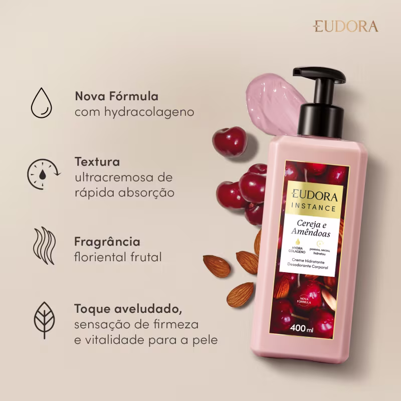 Creme Hidratante Desodorante Corporal Instance Cereja e Amêndoas 400ml