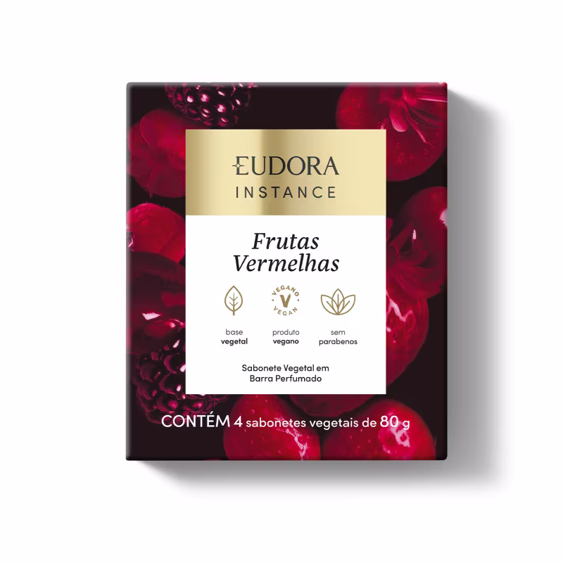 Sabonete Vegetal em Barra Perfumado Instance Frutas Vermelhas 4x80g 3