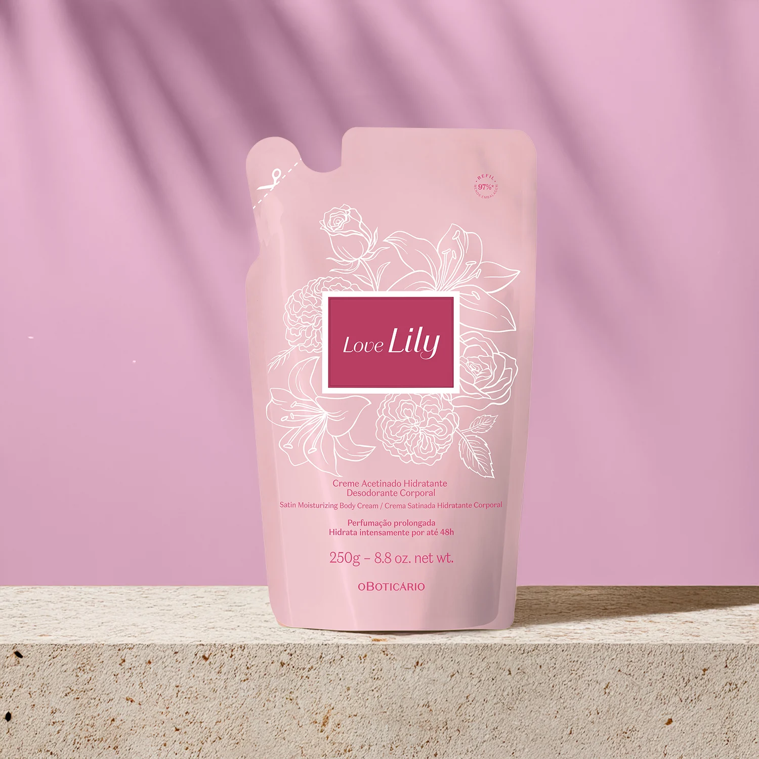 Refil Creme Acetinado Desodorante Hidratante Corporal Love Lily 250G 2