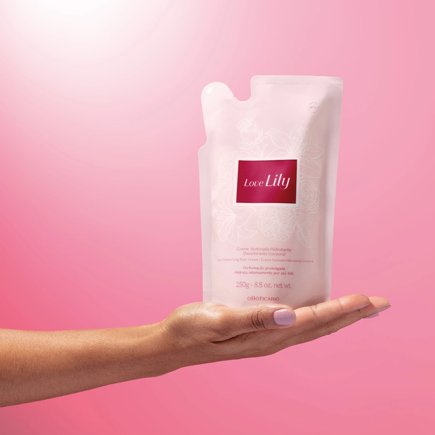 Refil Creme Acetinado Desodorante Hidratante Corporal Love Lily 250G 3