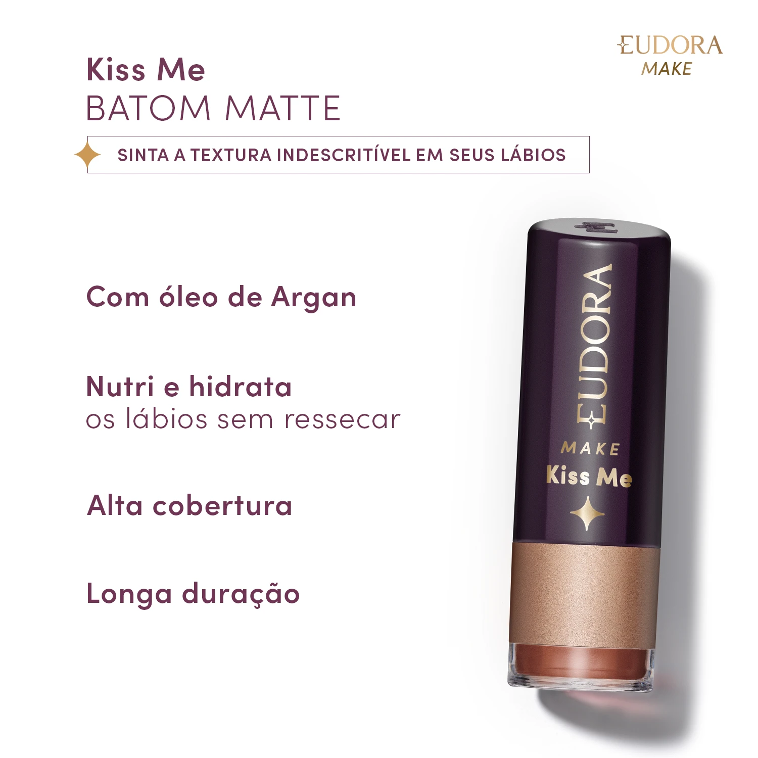 Batom Matte Marrom Tendência Eudora Make Kiss Me 3,7G 3