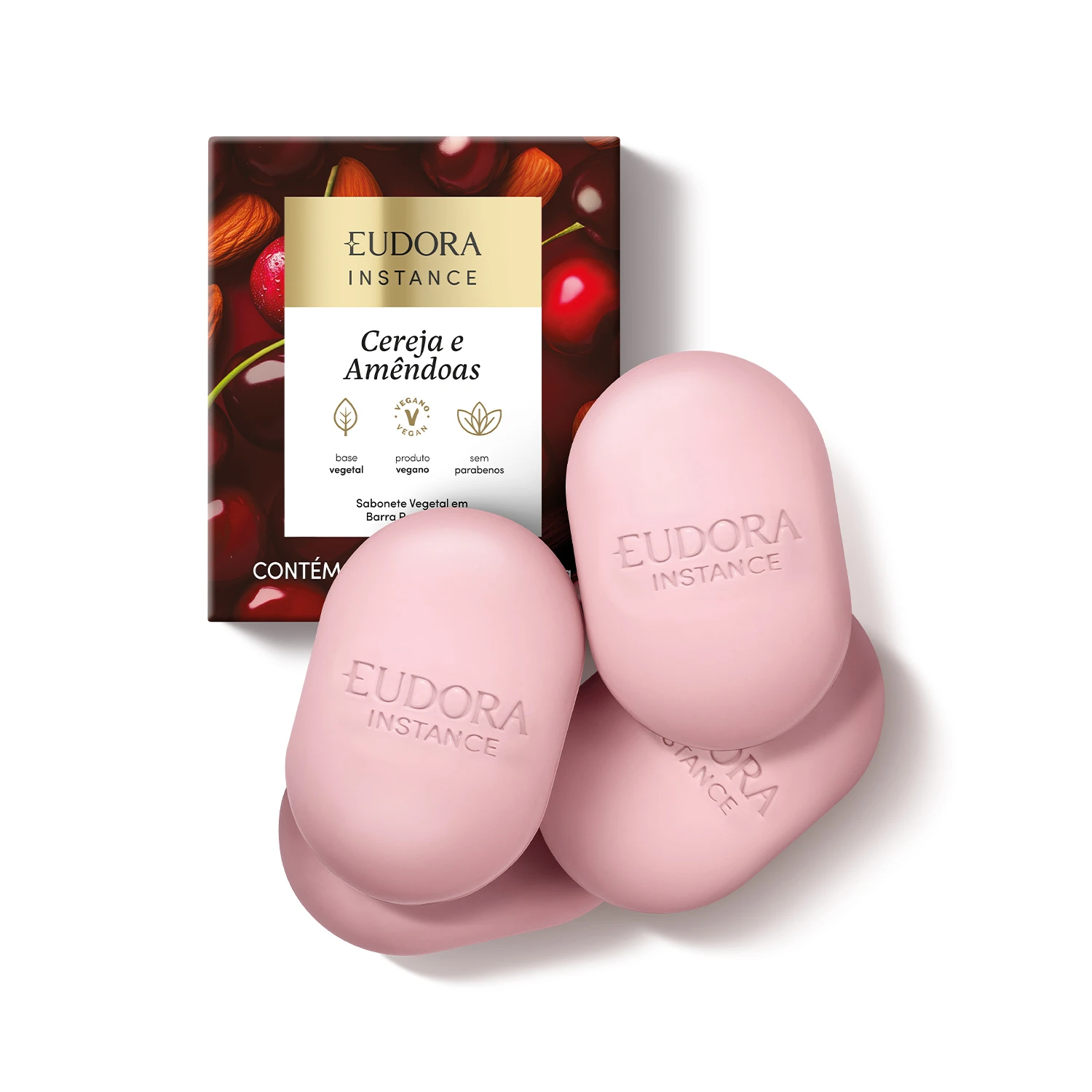 Eudora Instance Cereja E Amêndoas - Sabonete Vegetal Em Barra Perfumado 4X80G 2