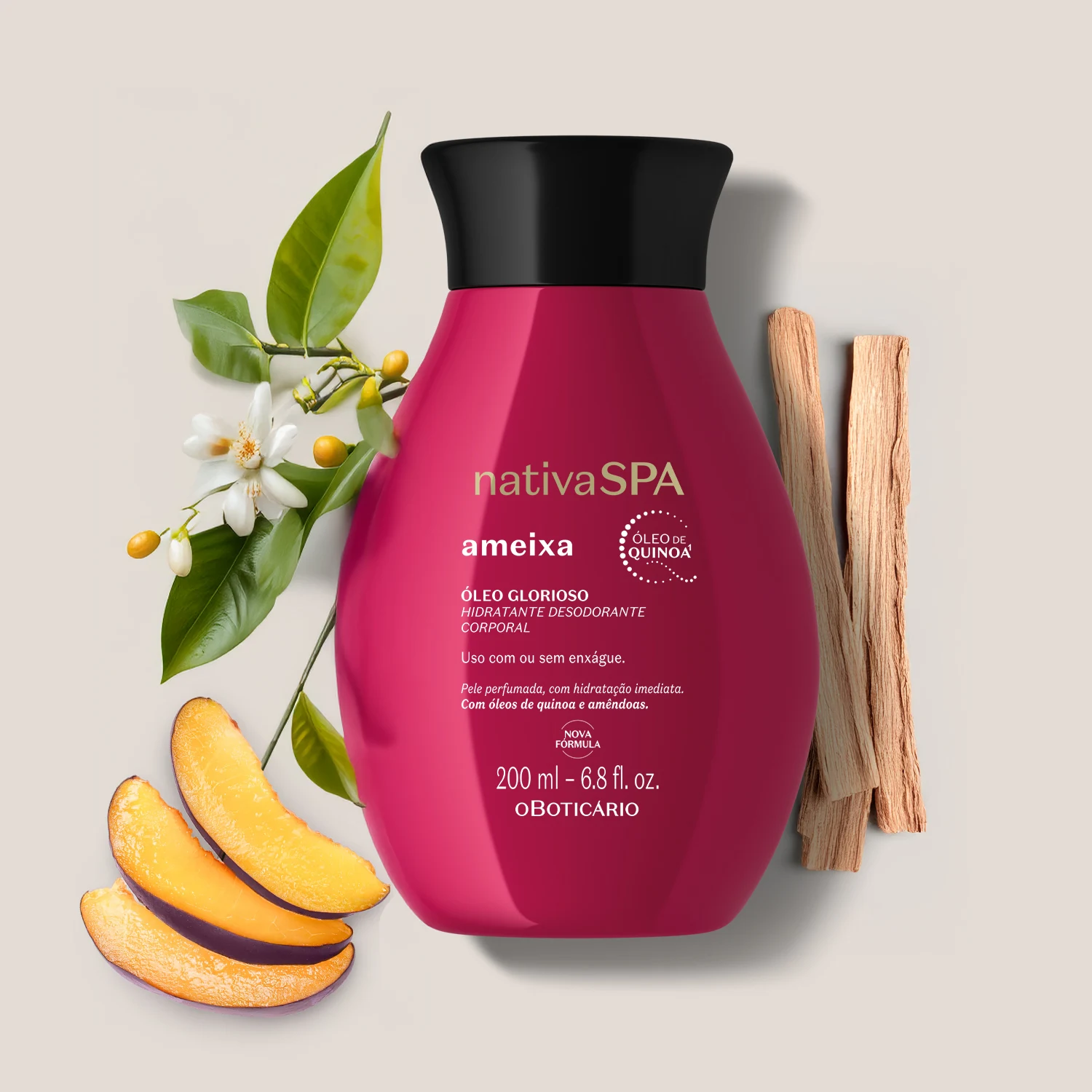 Óleo Glorioso Hidratante Desodorante Corporal Nativa Spa Ameixa 200Ml 2