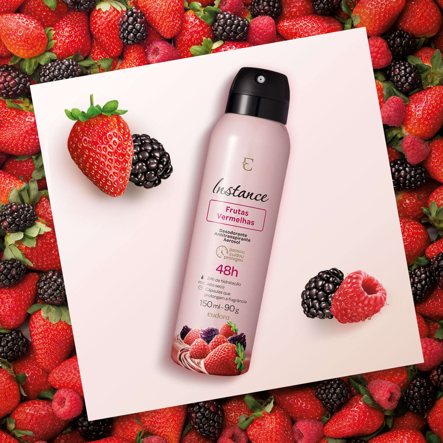 Desodorante Antitranspirante Aerossol Instance Frutas Vermelhas 150Ml/90G