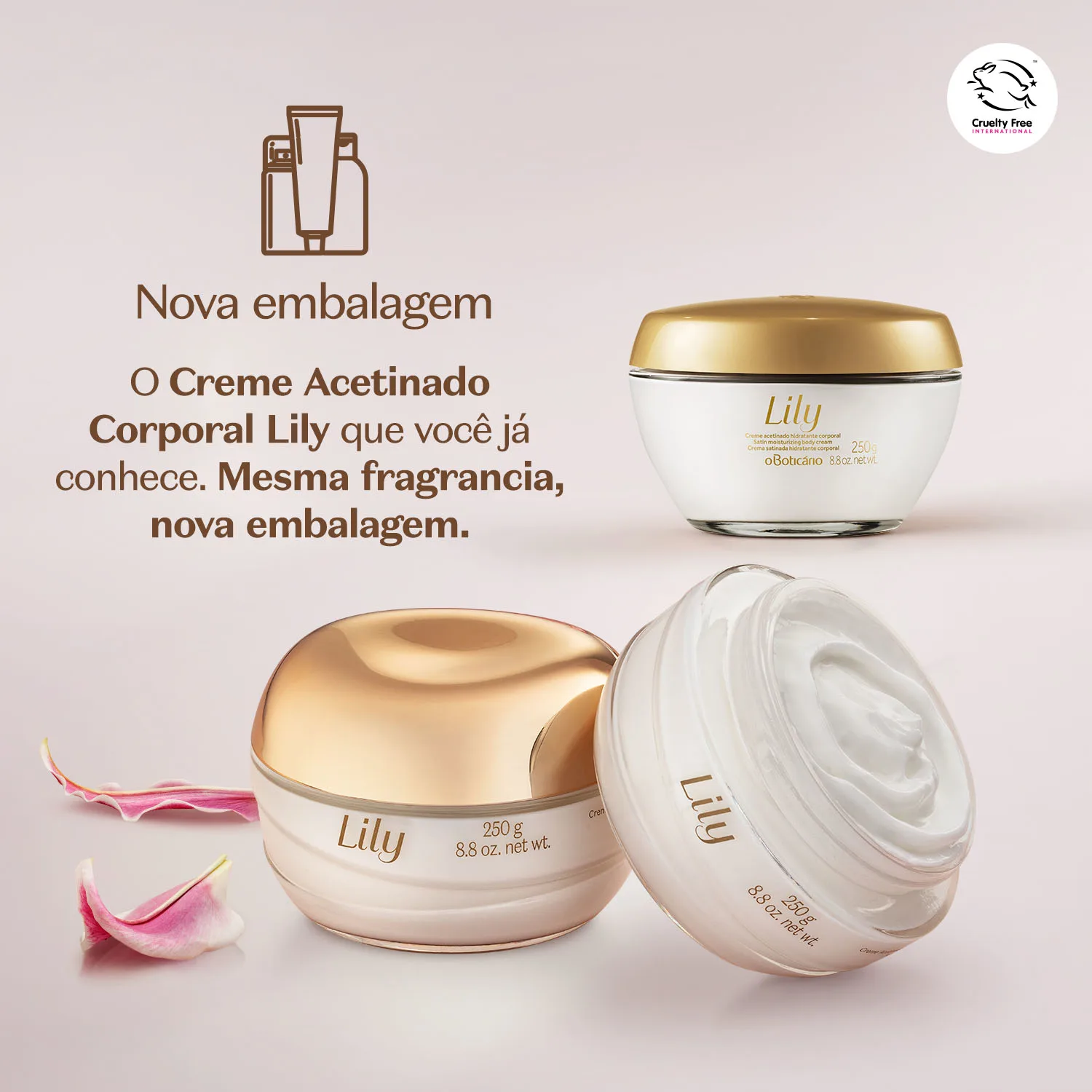 Creme Acetinado Hidratante Desodorante Corporal Lily 250G 2