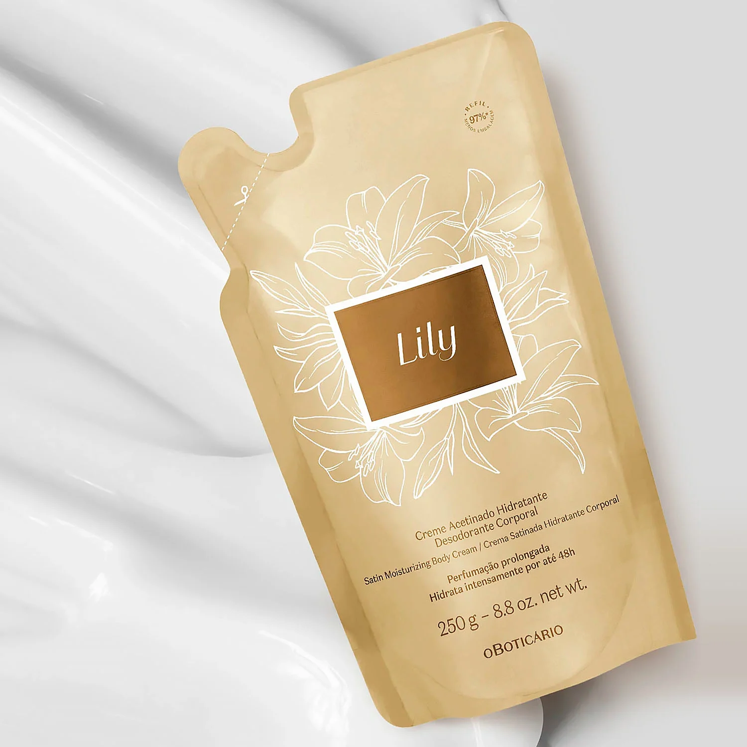 Refil Creme Acetinado Hidratante Desodorante Corporal Lily 250G