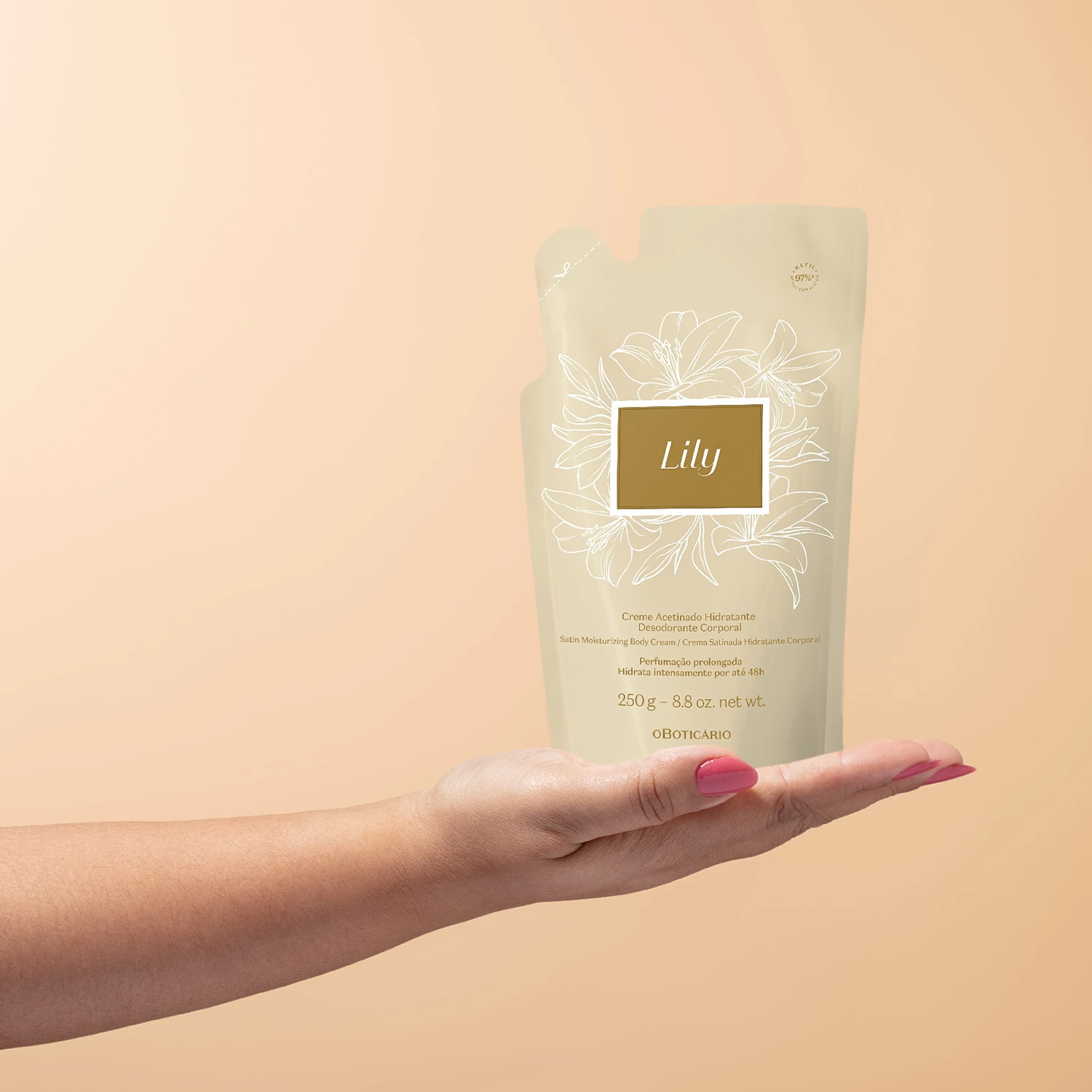 Refil Creme Acetinado Hidratante Desodorante Corporal Lily 250G 3