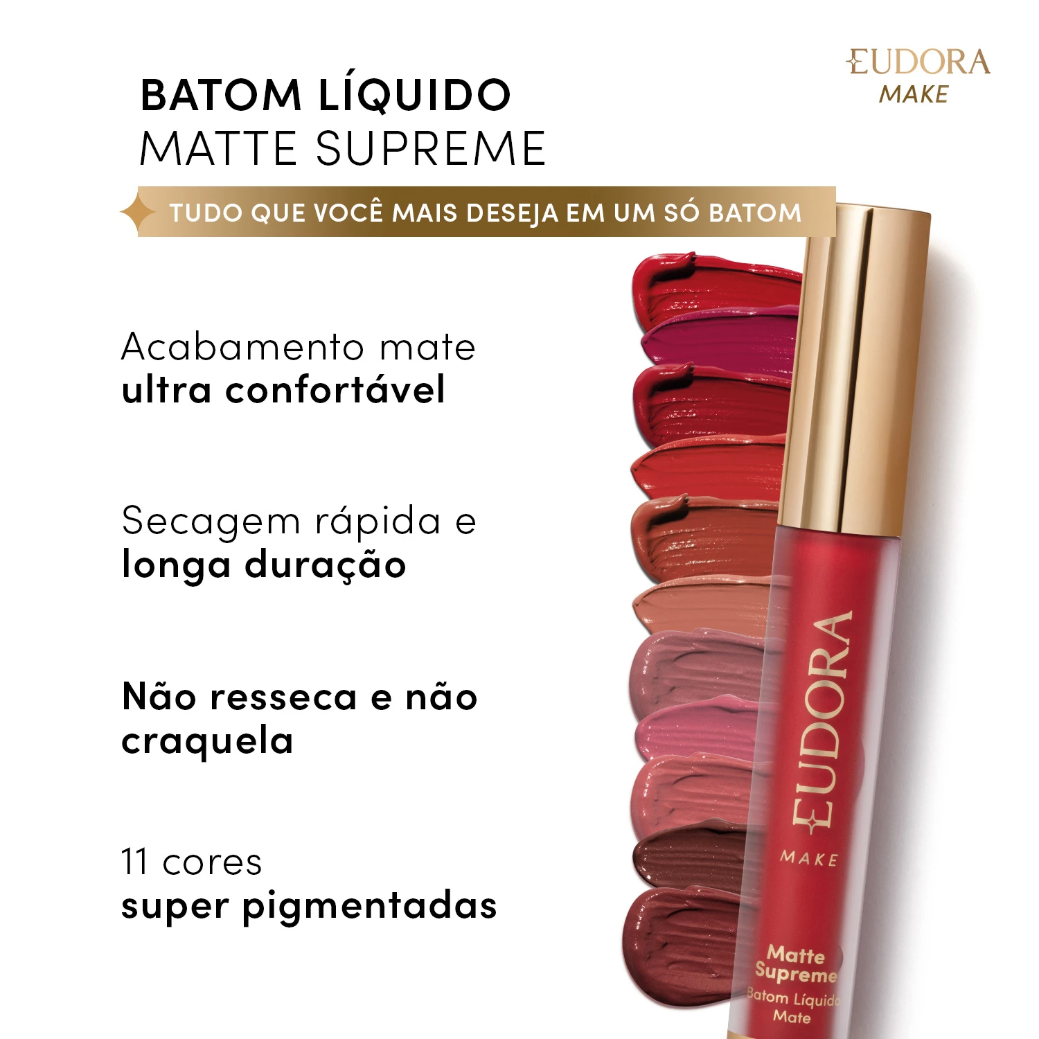 Batom Líquido Matte Supreme Vermelho Âmbar 4,0Ml 3