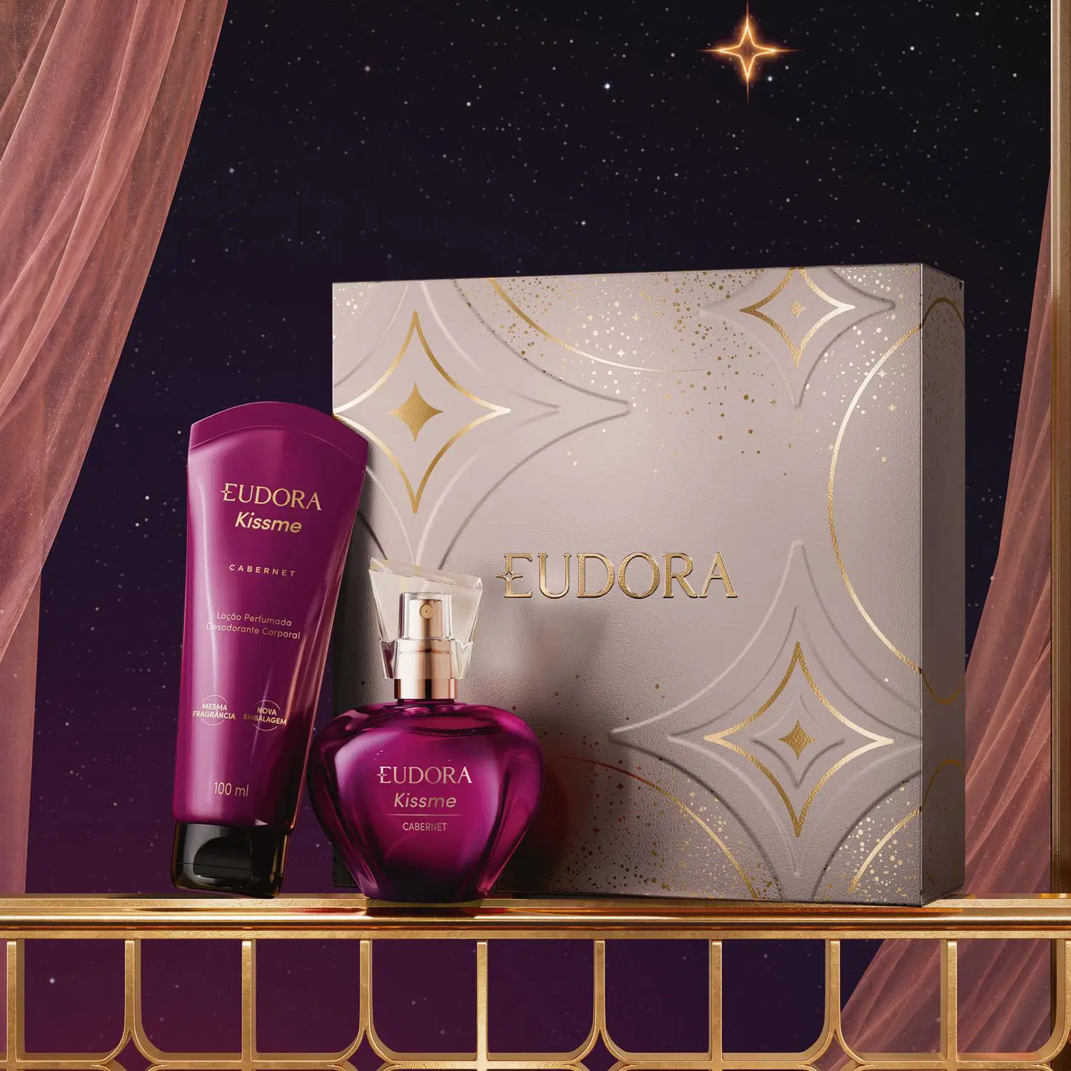 Kit Presente Natal Eudora Kiss Me Cabernet (2 Itens)